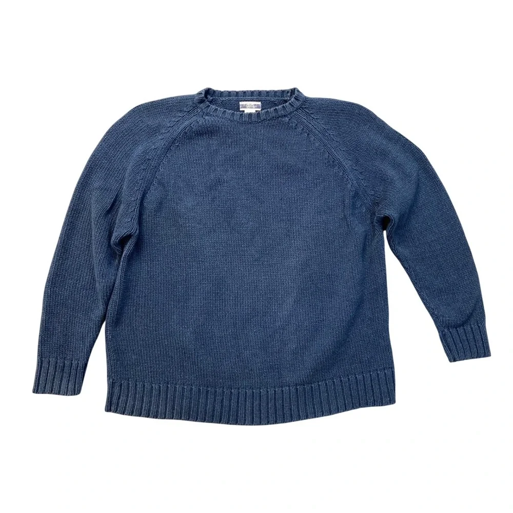 Vintage Gap Mens XXL Blue Shaker Knit Crewneck Sweater Cotton Blend‎